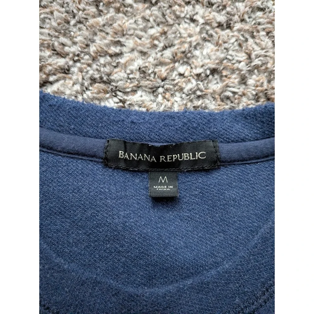 Banana Republic Sweater Mens Medium Blue Cotton Blend Crewneck‎ Pullover Preppy